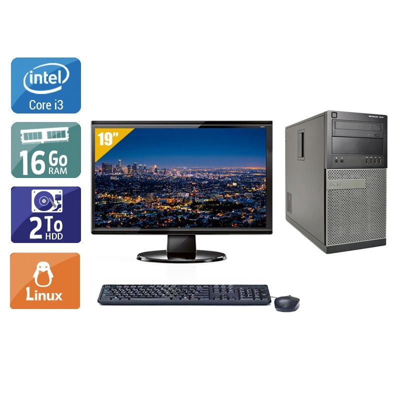 Dell Optiplex 7010 Tower i3 avec Écran 19 pouces 16Go RAM 2To HDD Linux