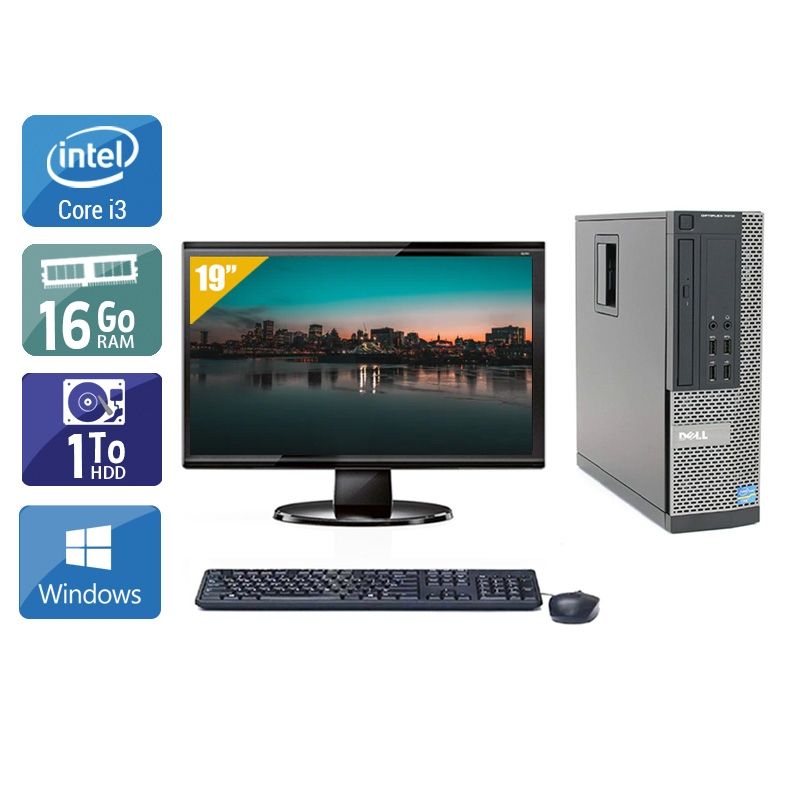 Dell Optiplex 7010 SFF i3 avec Écran 19 pouces 16Go RAM 1To HDD Windows 10