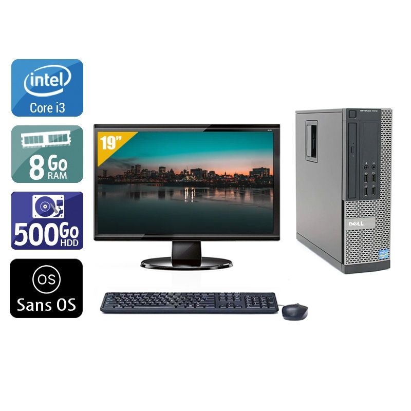 Dell Optiplex 7010 SFF i3 avec Écran 19 pouces 8Go RAM 500Go HDD Sans OS