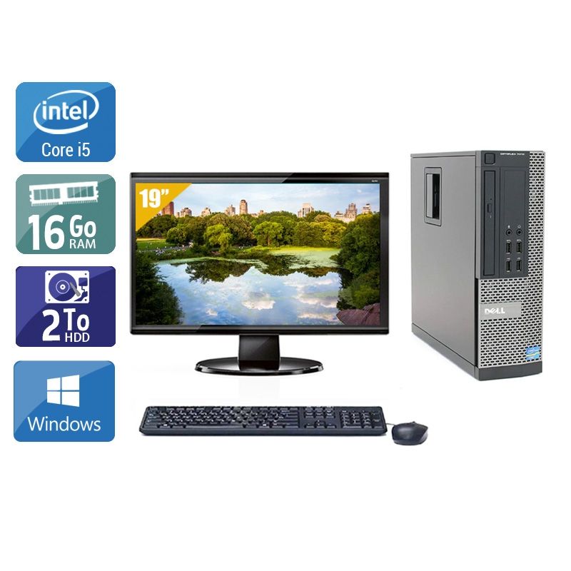 Dell Optiplex 7010 SFF i5 avec Écran 19 pouces 16Go RAM 2To HDD Windows 10