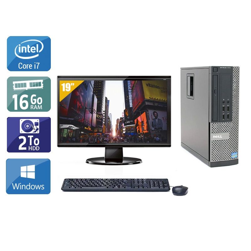 Dell Optiplex 7010 SFF i7 avec Écran 19 pouces 16Go RAM 2To HDD Windows 10