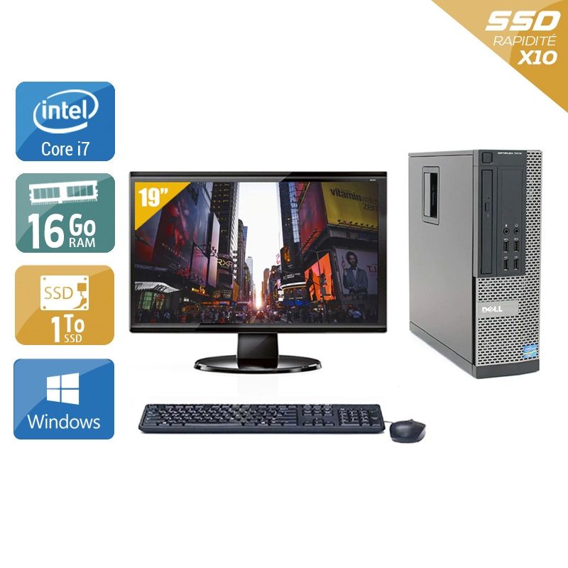 Dell Optiplex 7010 SFF i7 avec Écran 19 pouces 16Go RAM 1To SSD Windows 10