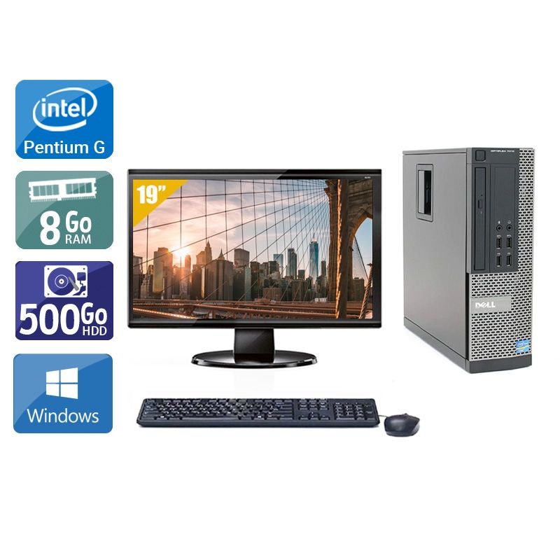 Dell Optiplex 7010 SFF Pentium G Dual Core avec Écran 19 pouces 8Go RAM 500Go HDD Windows 10