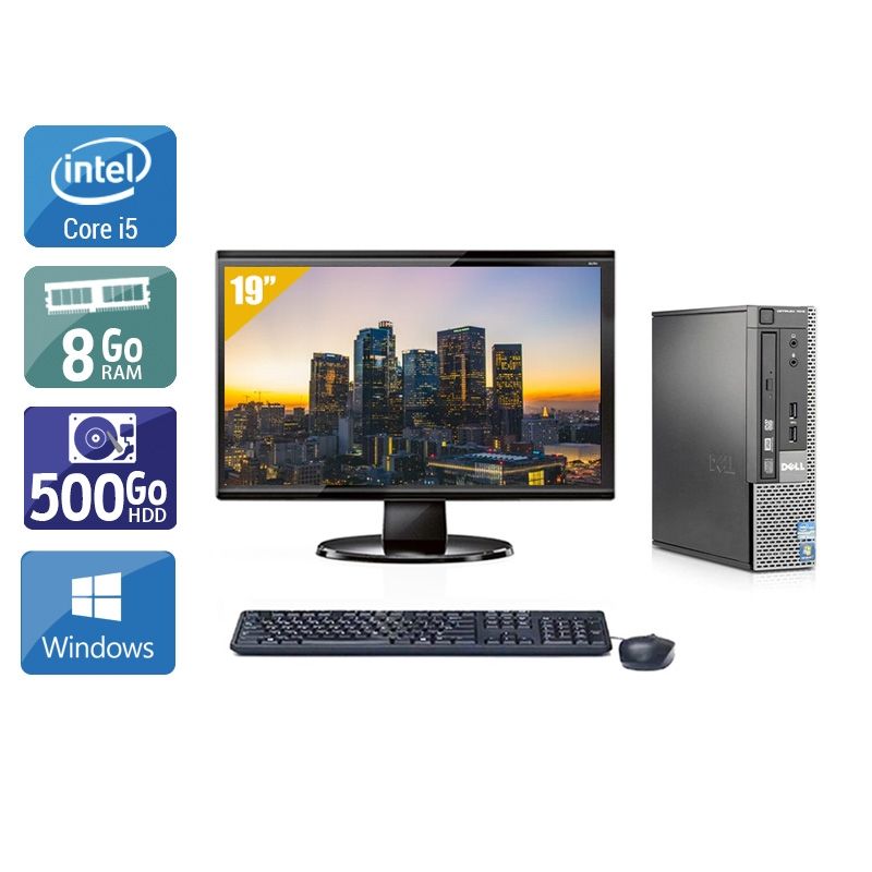 Dell Optiplex 7010 USDT i5 avec Écran 19 pouces 8Go RAM 500Go HDD Windows 10