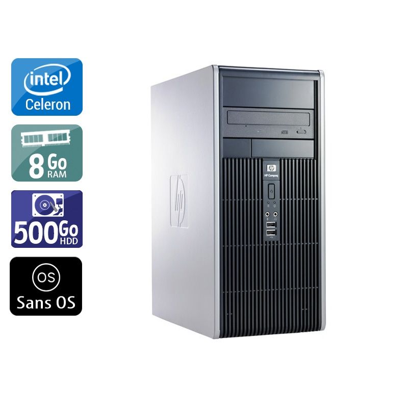 HP Compaq dc7800 Tower Celeron Dual Core 8Go RAM 500Go HDD Sans OS