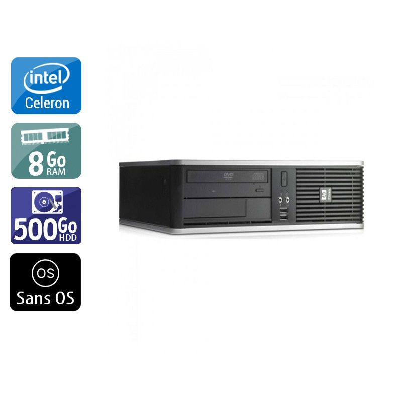 HP Compaq dc7800 SFF Celeron Dual Core 8Go RAM 500Go HDD Sans OS