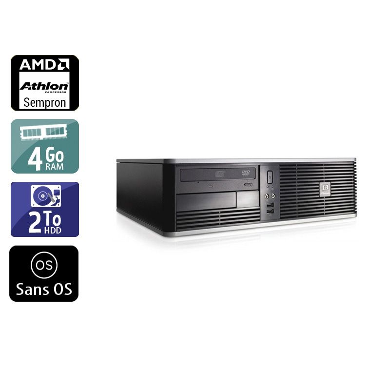 HP Compaq dc5750 SFF AMD Sempron 4Go RAM 2To HDD Sans OS