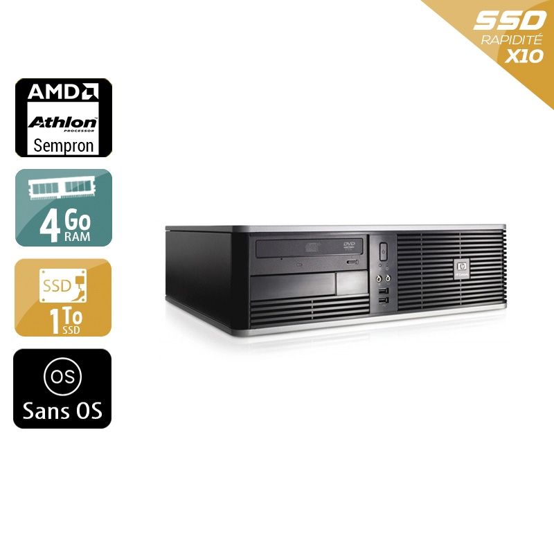 HP Compaq dc5750 SFF AMD Sempron 4Go RAM 1To SSD Sans OS