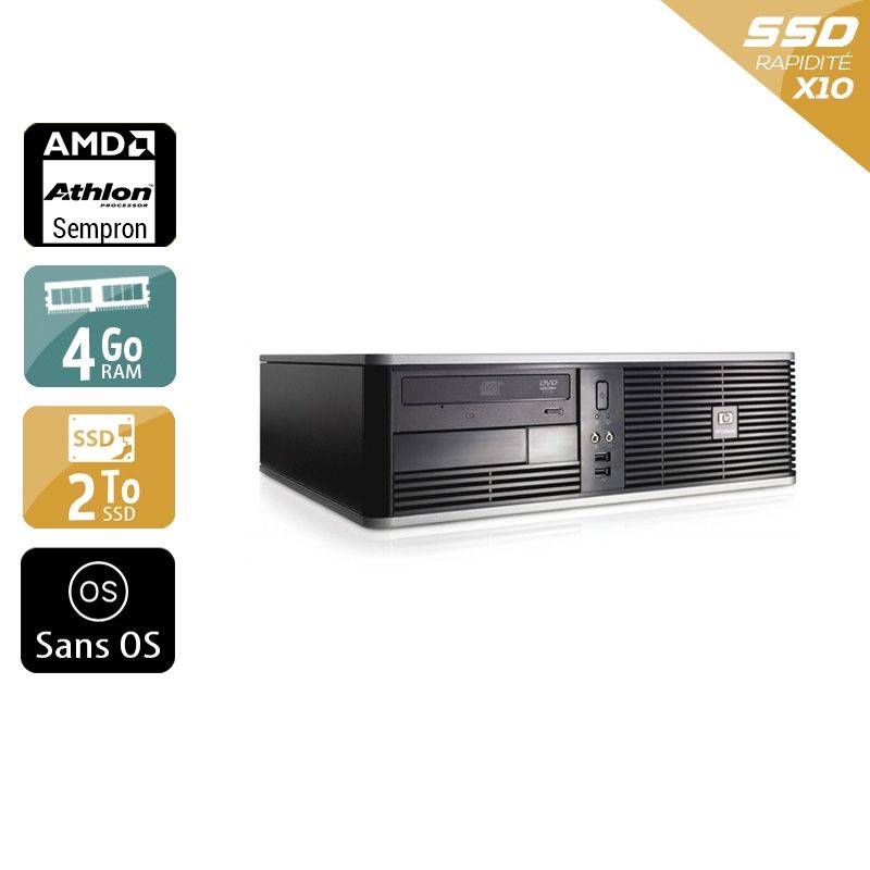 HP Compaq dc5750 SFF AMD Sempron 4Go RAM 2To SSD Sans OS