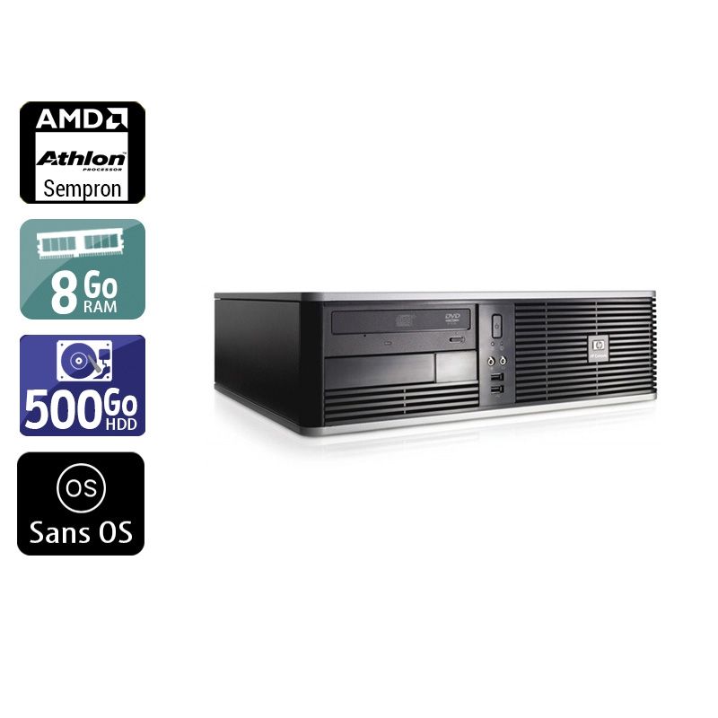HP Compaq dc5750 SFF AMD Sempron 8Go RAM 500Go HDD Sans OS
