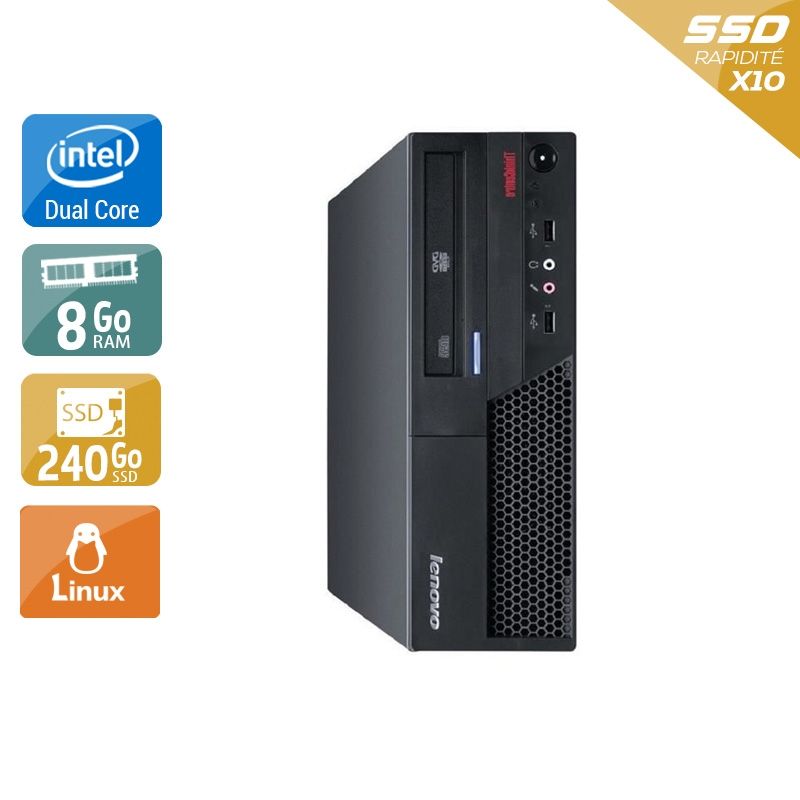 Lenovo ThinkCentre M57 SFF Dual Core 8Go RAM 240Go SSD Linux