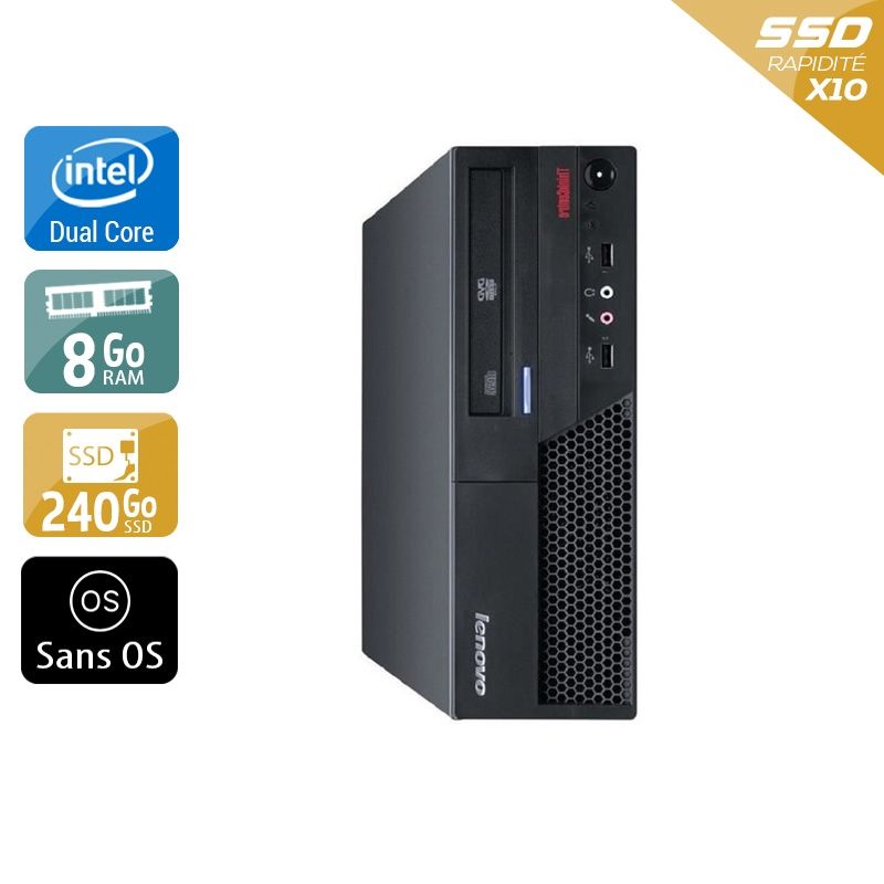 Lenovo ThinkCentre M57 SFF Dual Core 8Go RAM 240Go SSD Sans OS