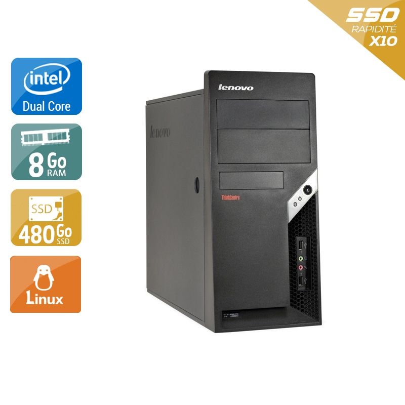 Lenovo ThinkCentre M57 Tower Dual Core 8Go RAM 480Go SSD Linux