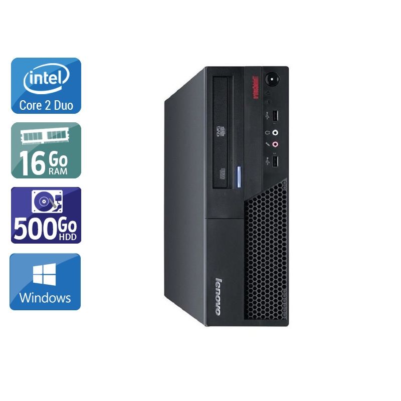 Lenovo ThinkCentre M58 SFF Core 2 Duo 16Go RAM 500Go HDD Windows 10