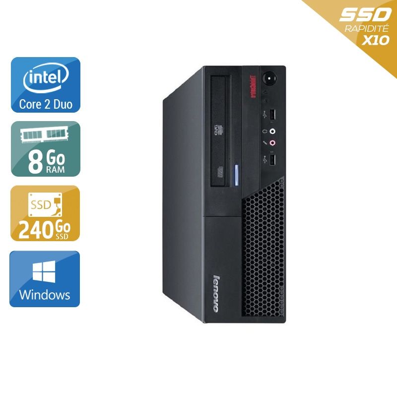 Lenovo ThinkCentre M57 SFF Core 2 Duo 8Go RAM 240Go SSD Windows 10