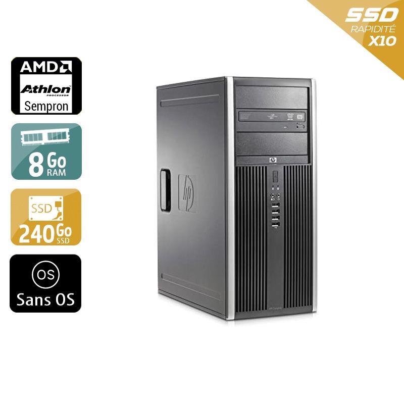 HP Compaq dc5750 Tower AMD Sempron 8Go RAM 240Go SSD Sans OS