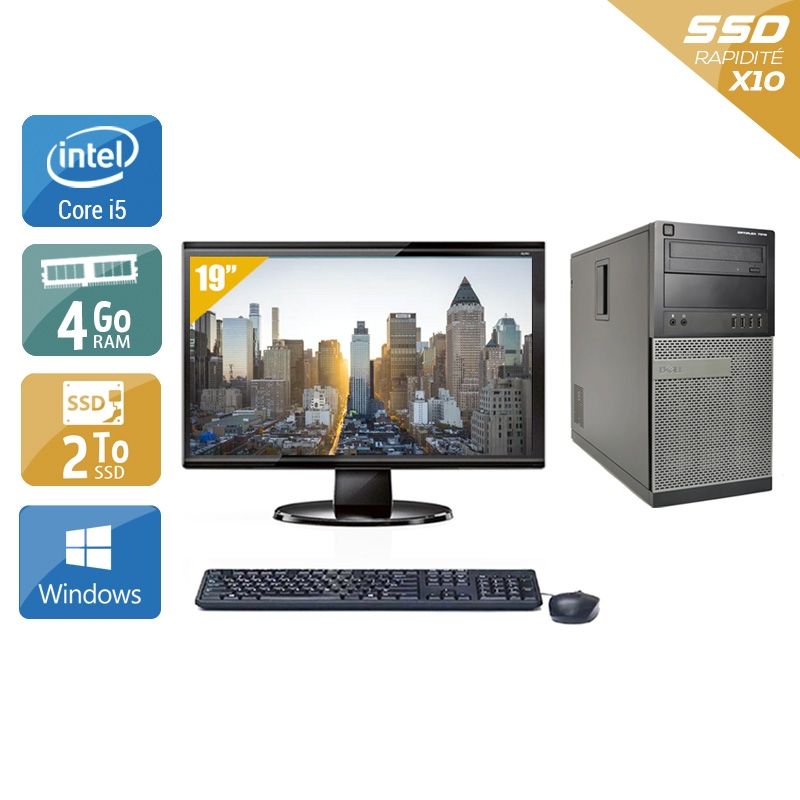 Dell Optiplex 7020 Tower i5 avec Écran 19 pouces 4Go RAM 2To SSD Windows 10