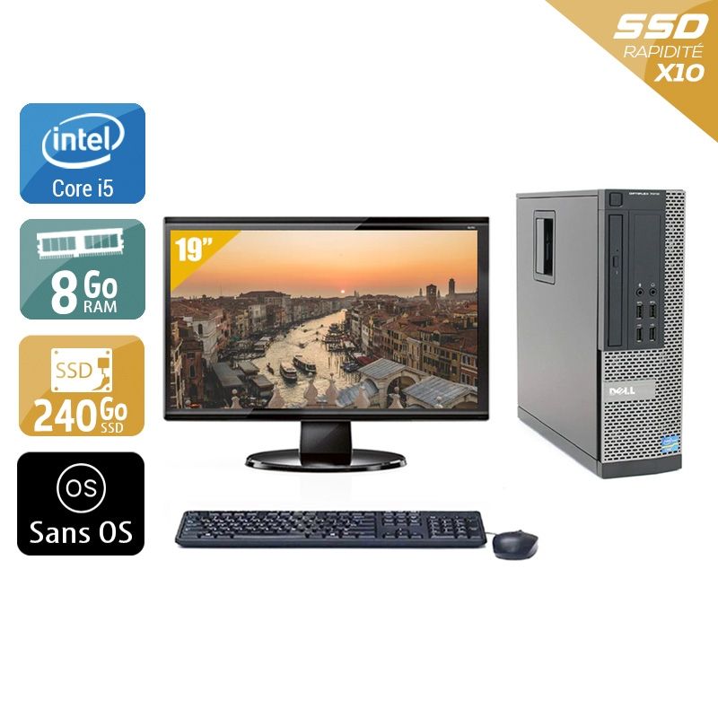 Dell Optiplex 7020 SFF i5 avec Écran 19 pouces 8Go RAM 240Go SSD Sans OS