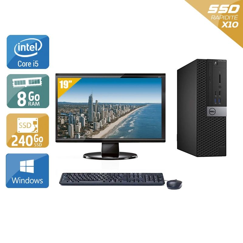 Dell Optiplex 7040 SFF i5 Gen 6 avec Écran 19 pouces 8Go RAM 240Go SSD Windows 10