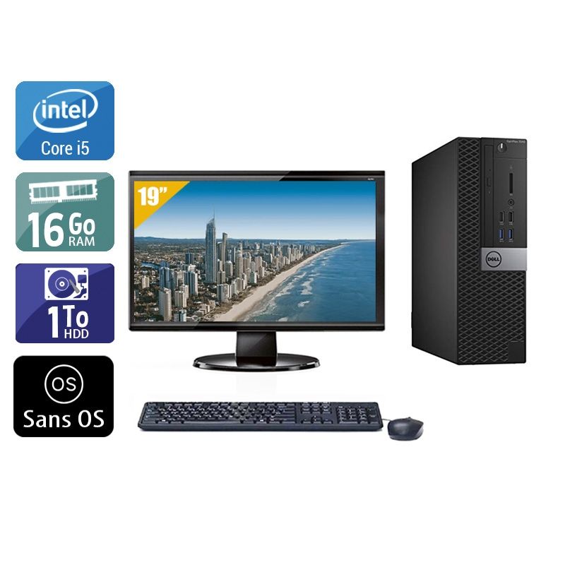 Dell Optiplex 7040 SFF i5 Gen 6 avec Écran 19 pouces 16Go RAM 1To HDD Sans OS