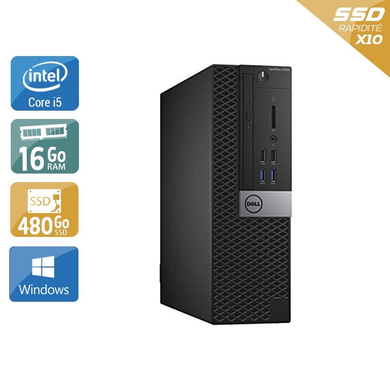 Dell Optiplex 7050 SFF i5 Gen 6 16Go RAM 480Go SSD Windows 10