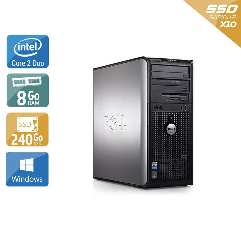 Dell Optiplex 760 Tower Core 2 Duo 8Go RAM 240Go SSD Windows 10