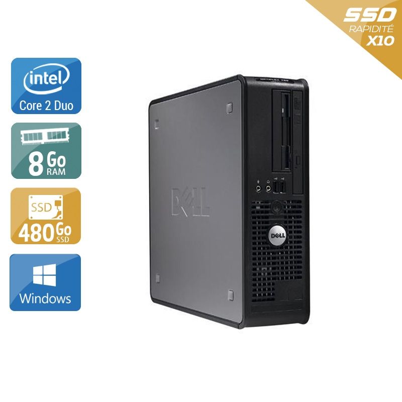 Dell Optiplex 760 SFF Core 2 Duo 8Go RAM 480Go SSD Windows 10