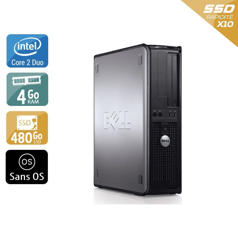 Dell Optiplex 780 Desktop Core 2 Duo 4Go RAM 480Go SSD Sans OS