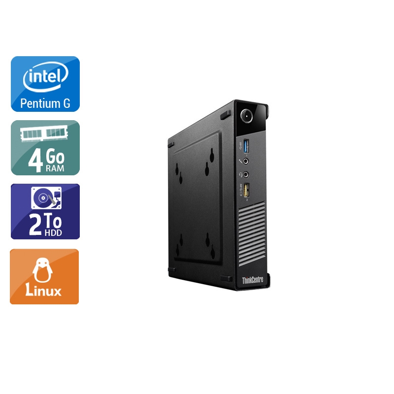 Lenovo ThinkCentre M73 Tiny Pentium G Dual Core 4Go RAM 2To HDD Linux