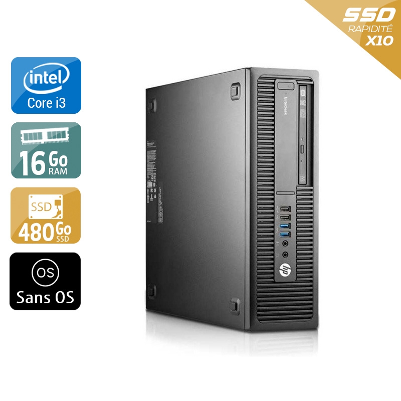HP EliteDesk 800 G1 SFF i3 16Go RAM 480Go SSD Sans OS
