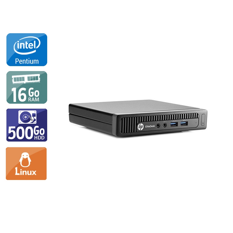 HP EliteDesk 800 G1 TINY Pentium G Dual Core 16Go RAM 500Go HDD Linux