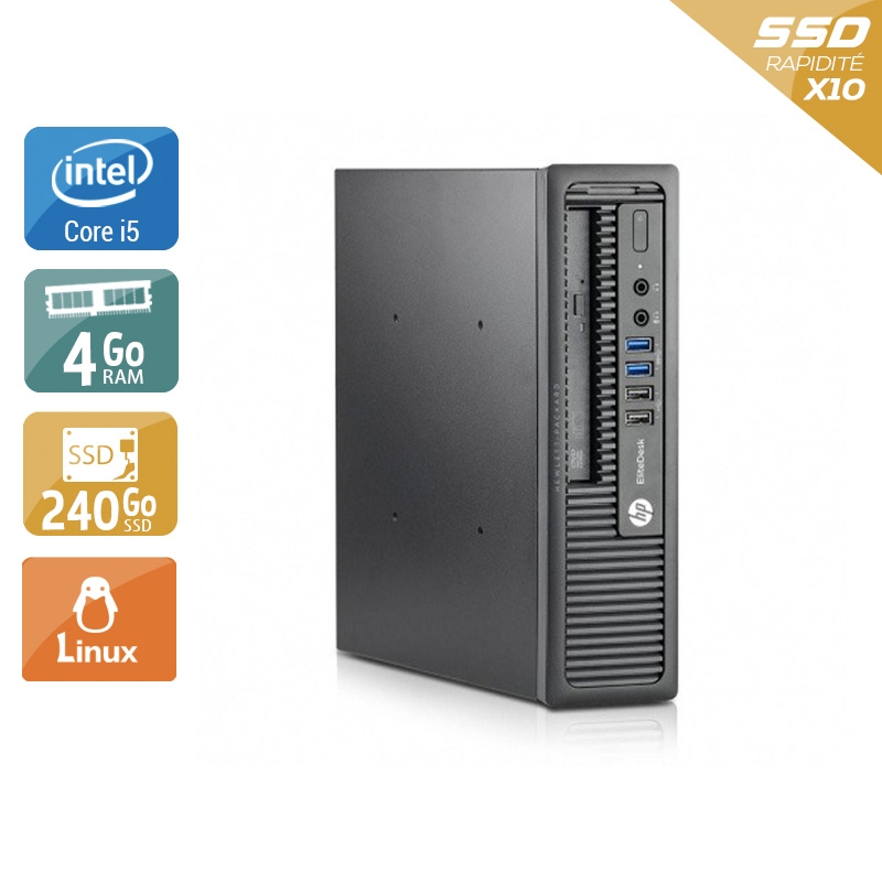 HP EliteDesk 800 G1 USDT i5 4Go RAM 240Go SSD Linux