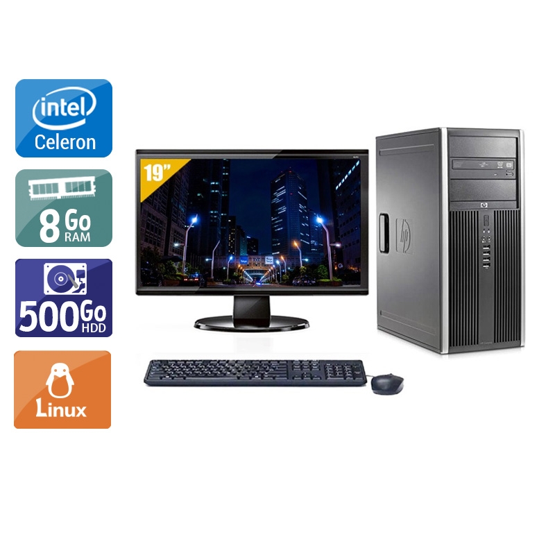 HP Compaq dc7800 Tower Celeron Dual Core avec Écran 19 pouces 8Go RAM 500Go HDD Linux