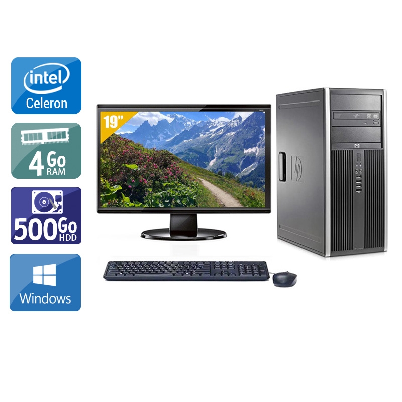 HP Compaq dc7900 Tower Celeron Dual Core avec Écran 19 pouces 8Go RAM 500Go HDD Windows 10