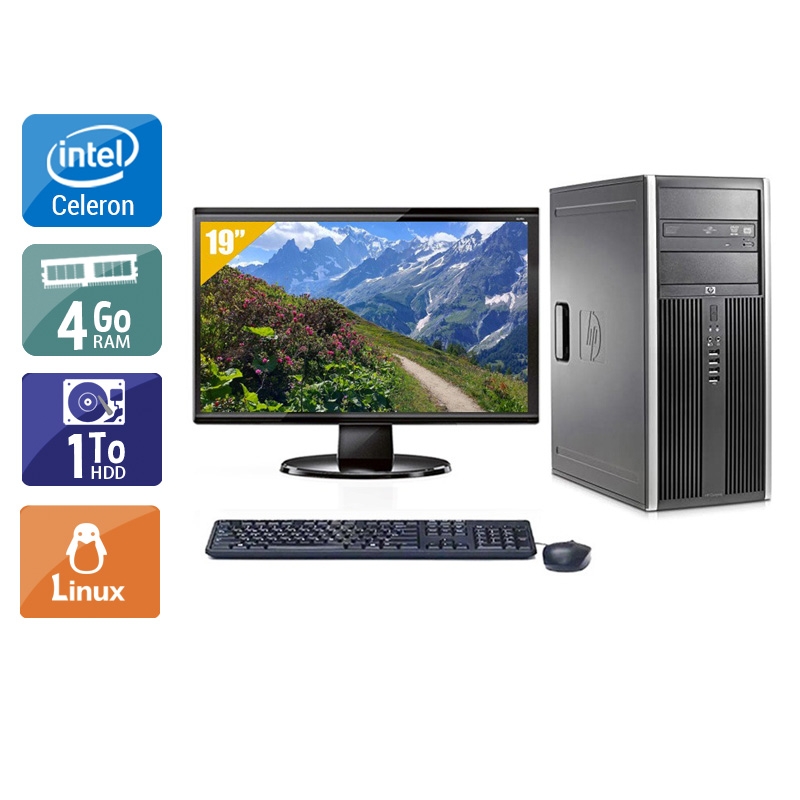 HP Compaq dc7900 Tower Celeron Dual Core avec Écran 19 pouces 8Go RAM 1To HDD Linux