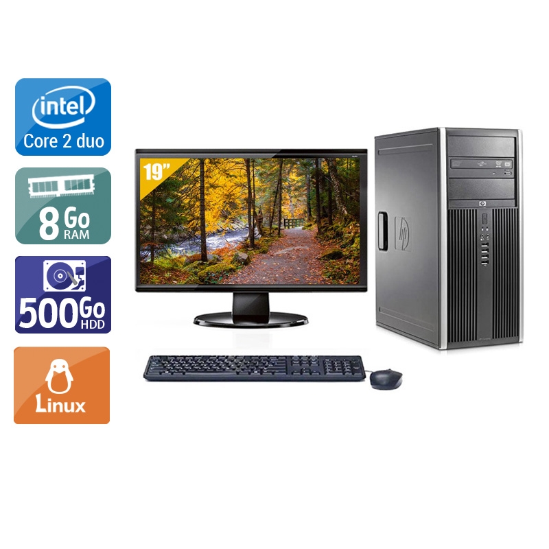 HP Compaq dc7900 Tower Core 2 Duo avec Écran 19 pouces 8Go RAM 500Go HDD Linux