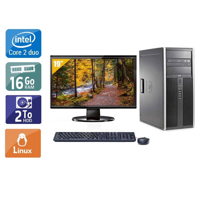 HP Compaq dc7900 Tower Core 2 Duo avec Écran 19 pouces 16Go RAM 2To HDD Linux