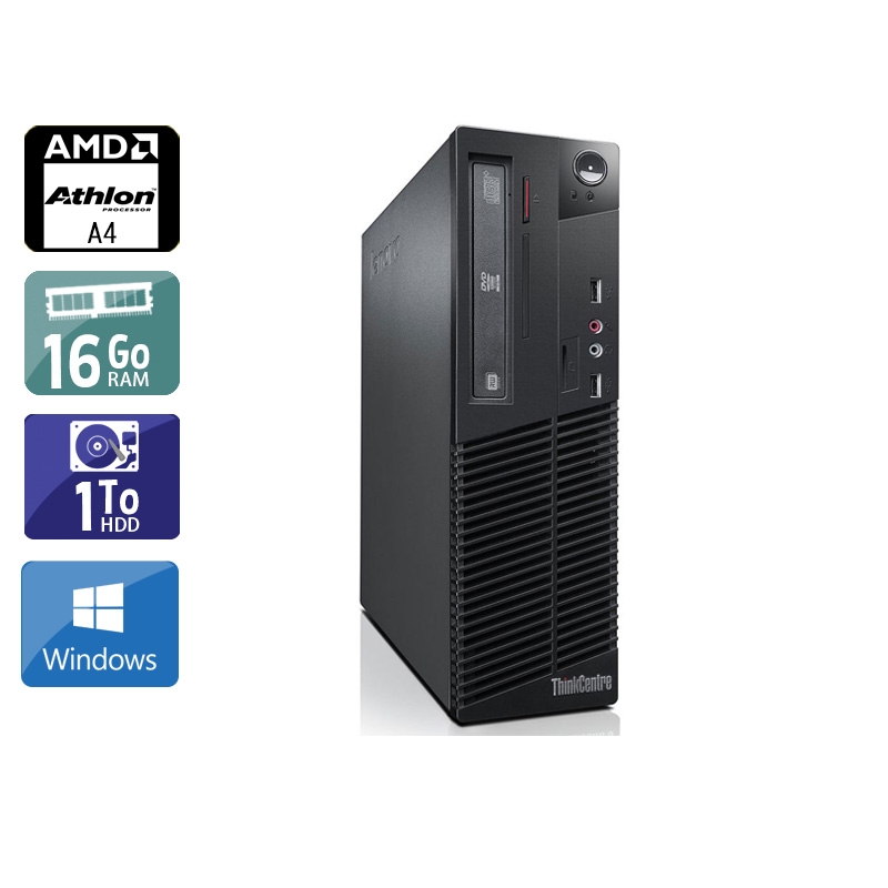 Lenovo ThinkCentre M78 SFF AMD A4 16Go RAM 1To HDD Windows 10