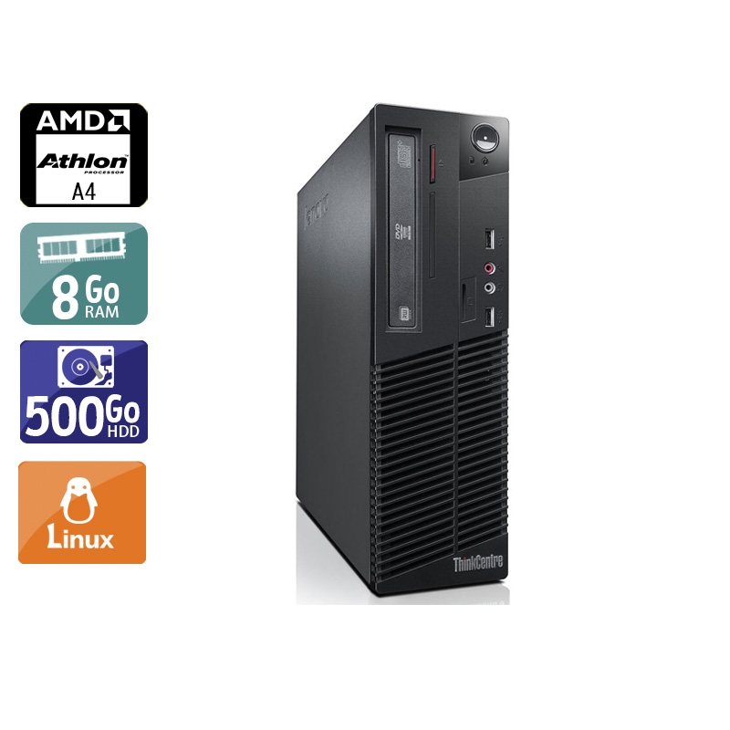 Lenovo ThinkCentre M78 SFF AMD A4 8Go RAM 500Go HDD Linux