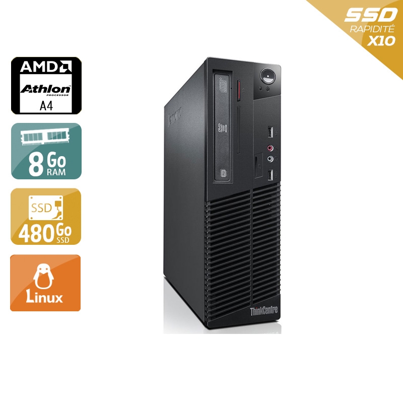 Lenovo ThinkCentre M78 SFF AMD A4 8Go RAM 480Go SSD Linux
