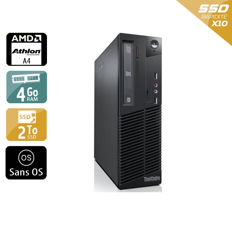 Lenovo ThinkCentre M78 SFF AMD A4 4Go RAM 2To SSD Sans OS