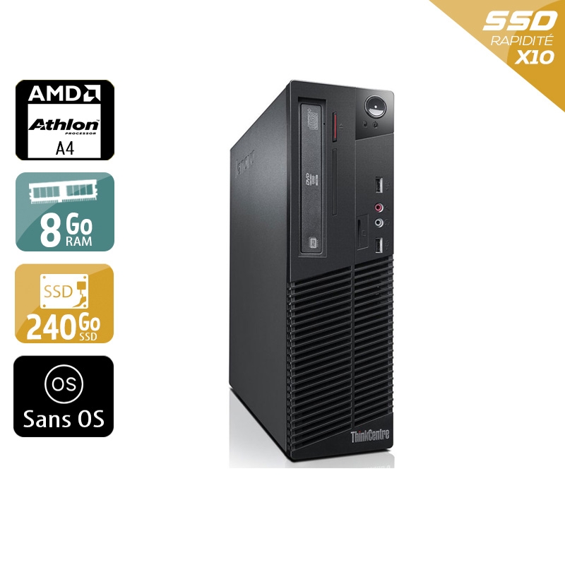 Lenovo ThinkCentre M78 SFF AMD A4 8Go RAM 240Go SSD Sans OS
