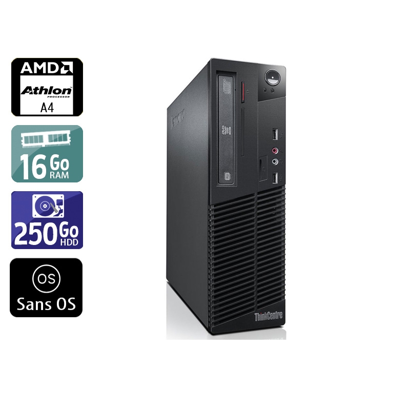 Lenovo ThinkCentre M78 SFF AMD A4 16Go RAM 250Go HDD Sans OS