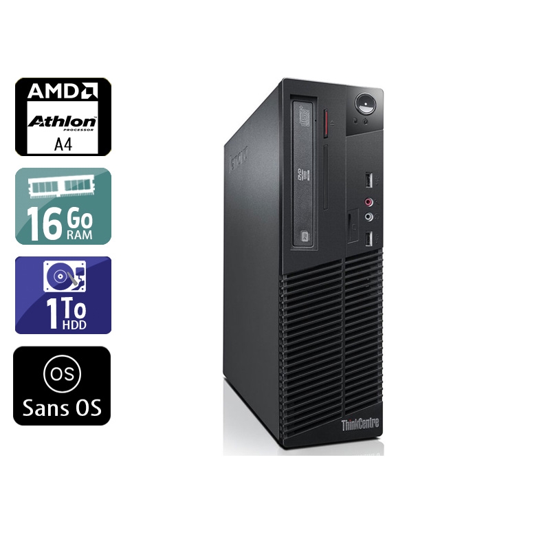 Lenovo ThinkCentre M78 SFF AMD A4 16Go RAM 1To HDD Sans OS