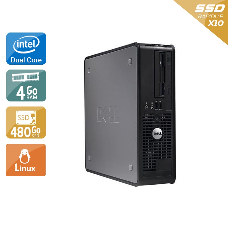 Dell Optiplex 760 SFF Dual Core 4Go RAM 480Go SSD Linux