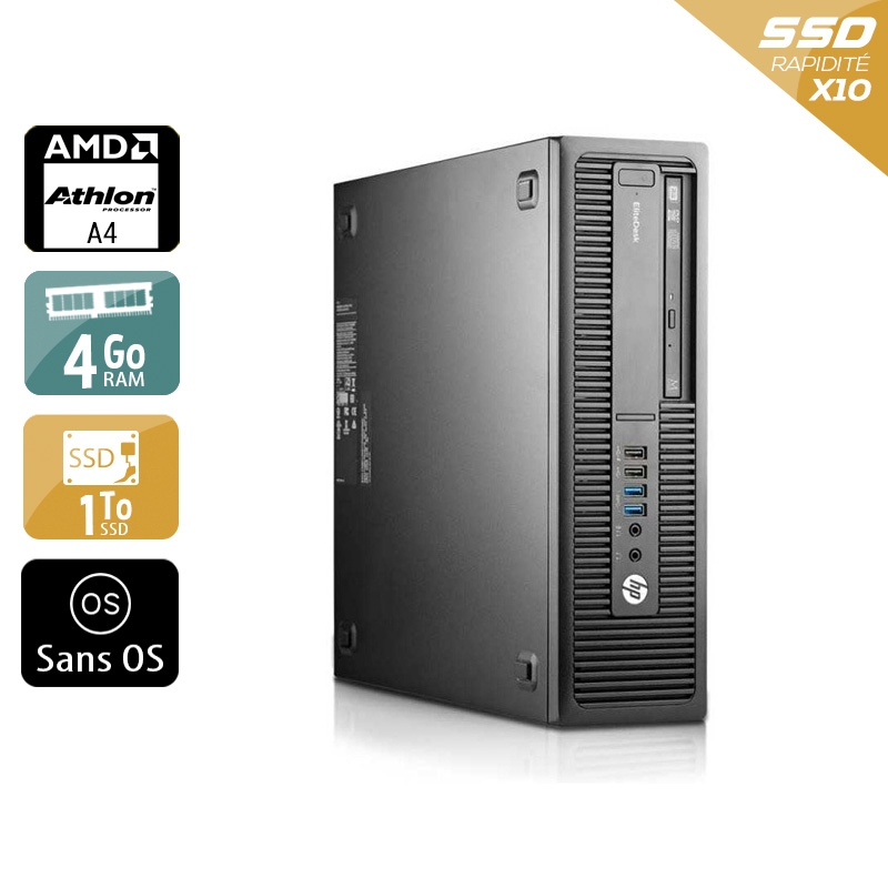 HP EliteDesk 705 G1 SFF AMD A4 4Go RAM 1To SSD Sans OS