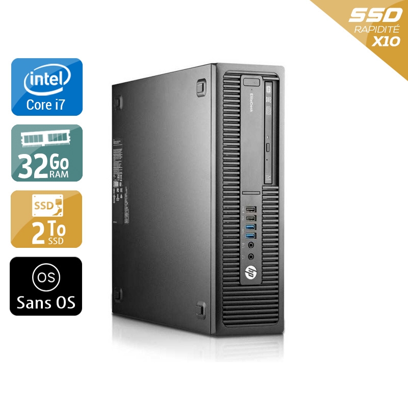 HP EliteDesk 800 G1 SFF i7 32Go RAM 2To SSD Sans OS