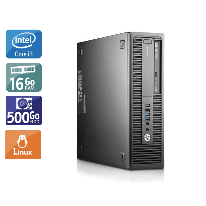 HP EliteDesk 800 G2 SFF i3 Gen 6 16Go RAM 500Go HDD Linux
