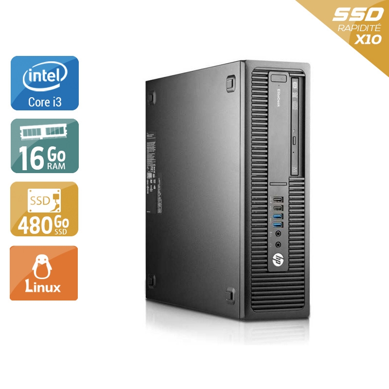 HP EliteDesk 800 G2 SFF i3 Gen 6 16Go RAM 480Go SSD Linux