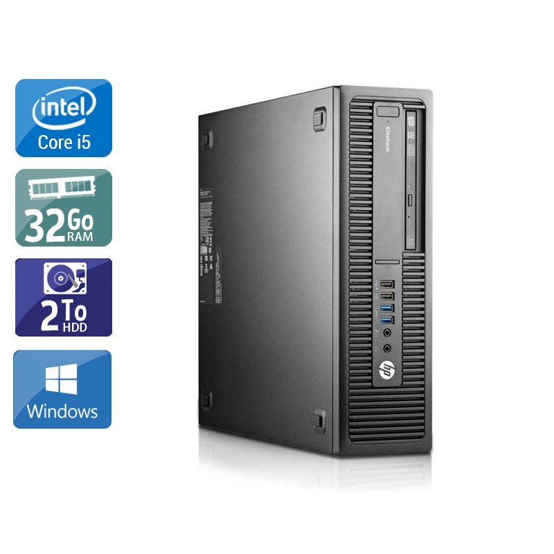 HP EliteDesk 800 G2 SFF i5 Gen 6 32Go RAM 2To HDD Windows 10